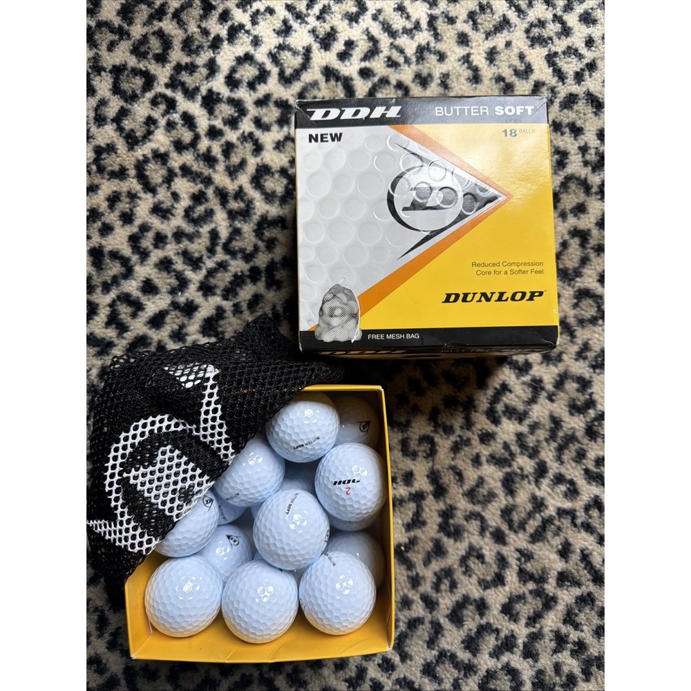 Early 2000s Dunlop DDH Butter Soft Golf Balls 18 Count Original Box Mesh Bag NOS